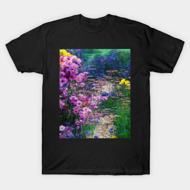 Flowers by a river T-Shirt by Marcel1966